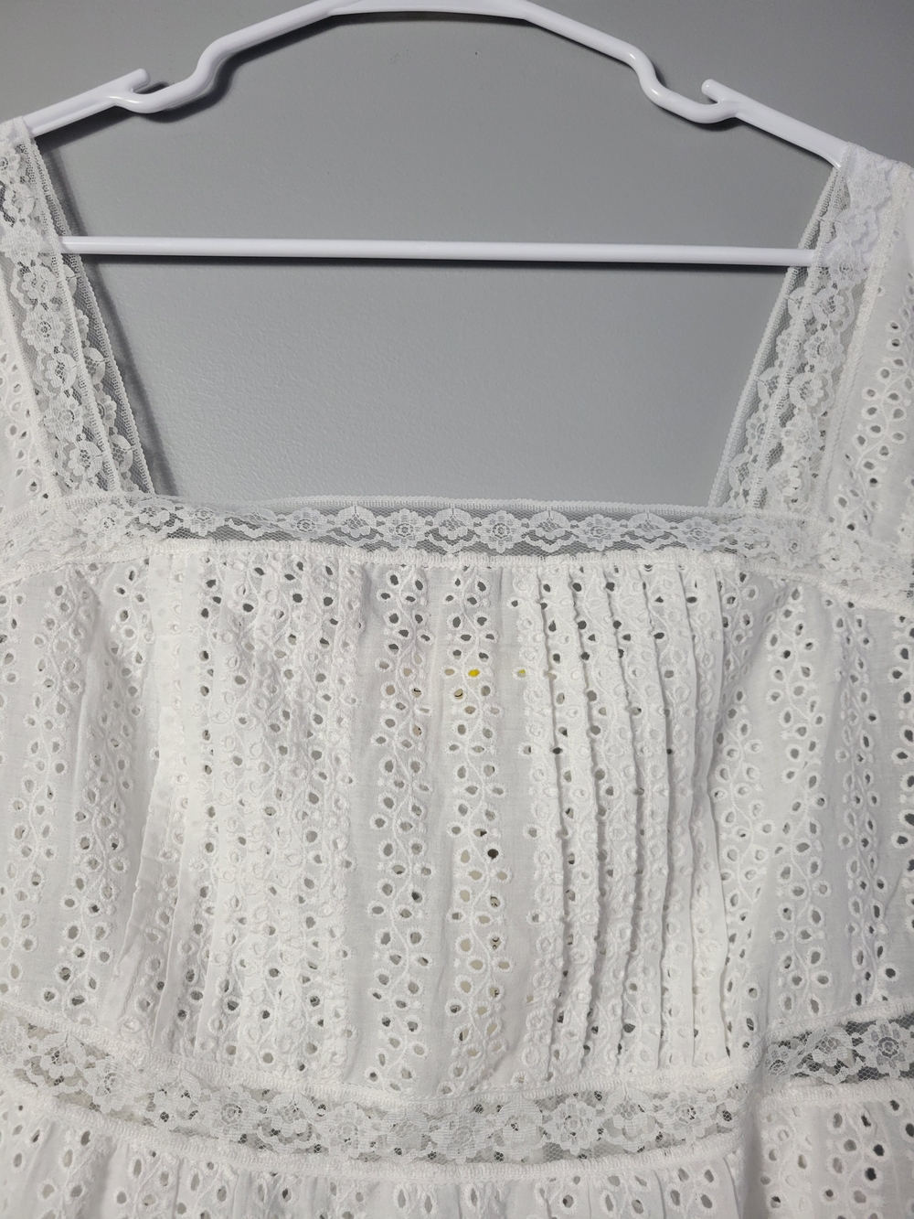 Pilcro White Eyelet Lace Tank with Scalloped Trim - Picture 3 of 16